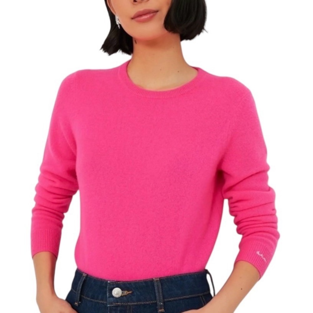 Tuckernuck Women Neon Pink 100% Cashmere Crewneck Sweater Size Medium